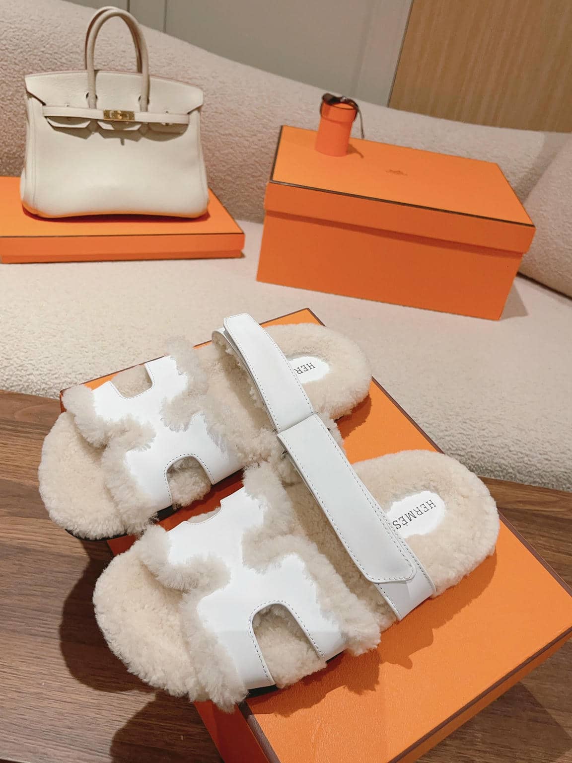 Hermès fur slippers-30